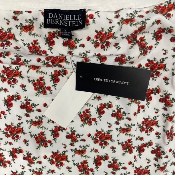 Danielle Bertnstein White & Red Floral Slip Midi Skirt with Side Slit Women - Picture 7 of 8